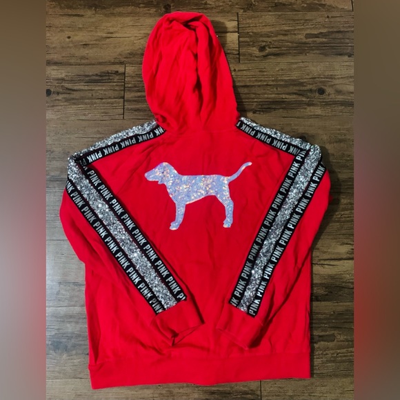 PINK VS RED BLING HOODIE / JOGGERS OUTFIT SET L - Picture 3 of 13